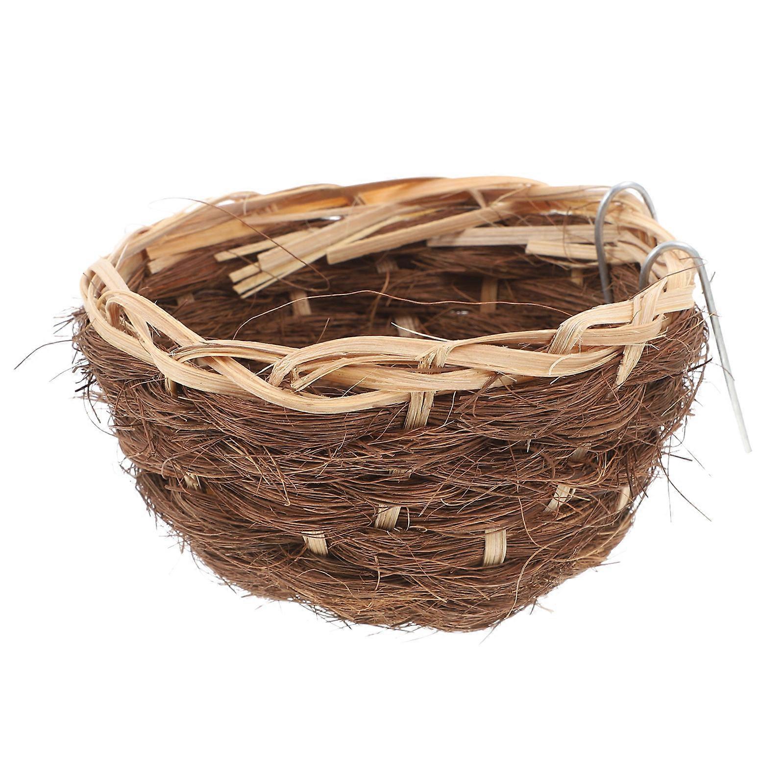 Coffee Handmade Straw Bird Nest for Cage with Warm Nesting Box