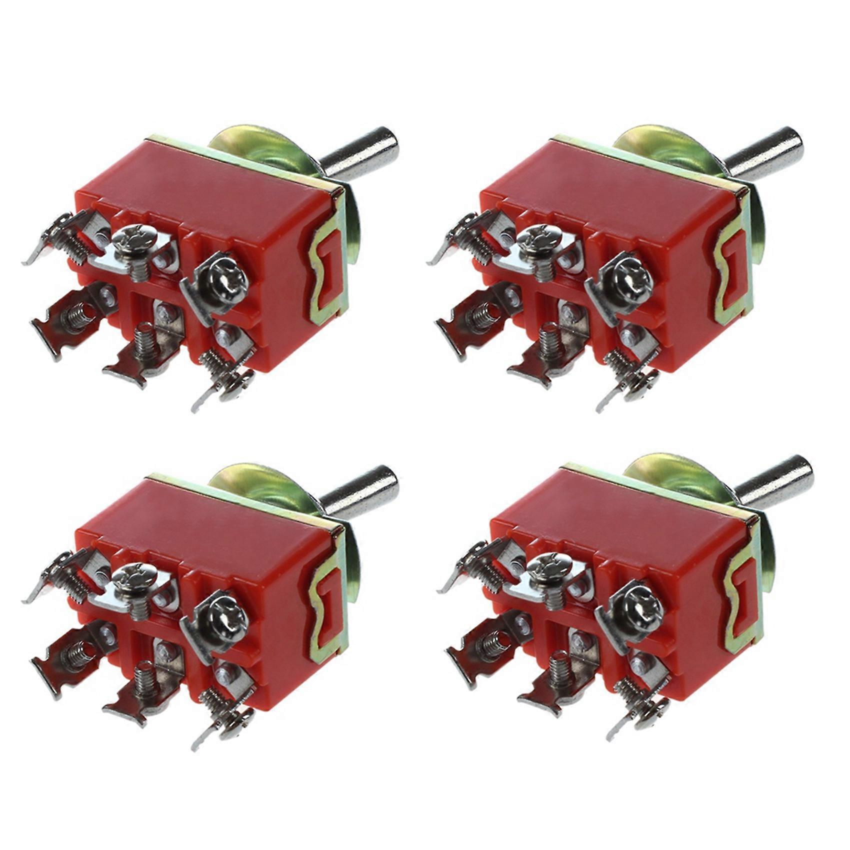 4X AC 250V 15A Latching 3 Way On-Off-on Single Pole Double Throw Toggle Switch Orange