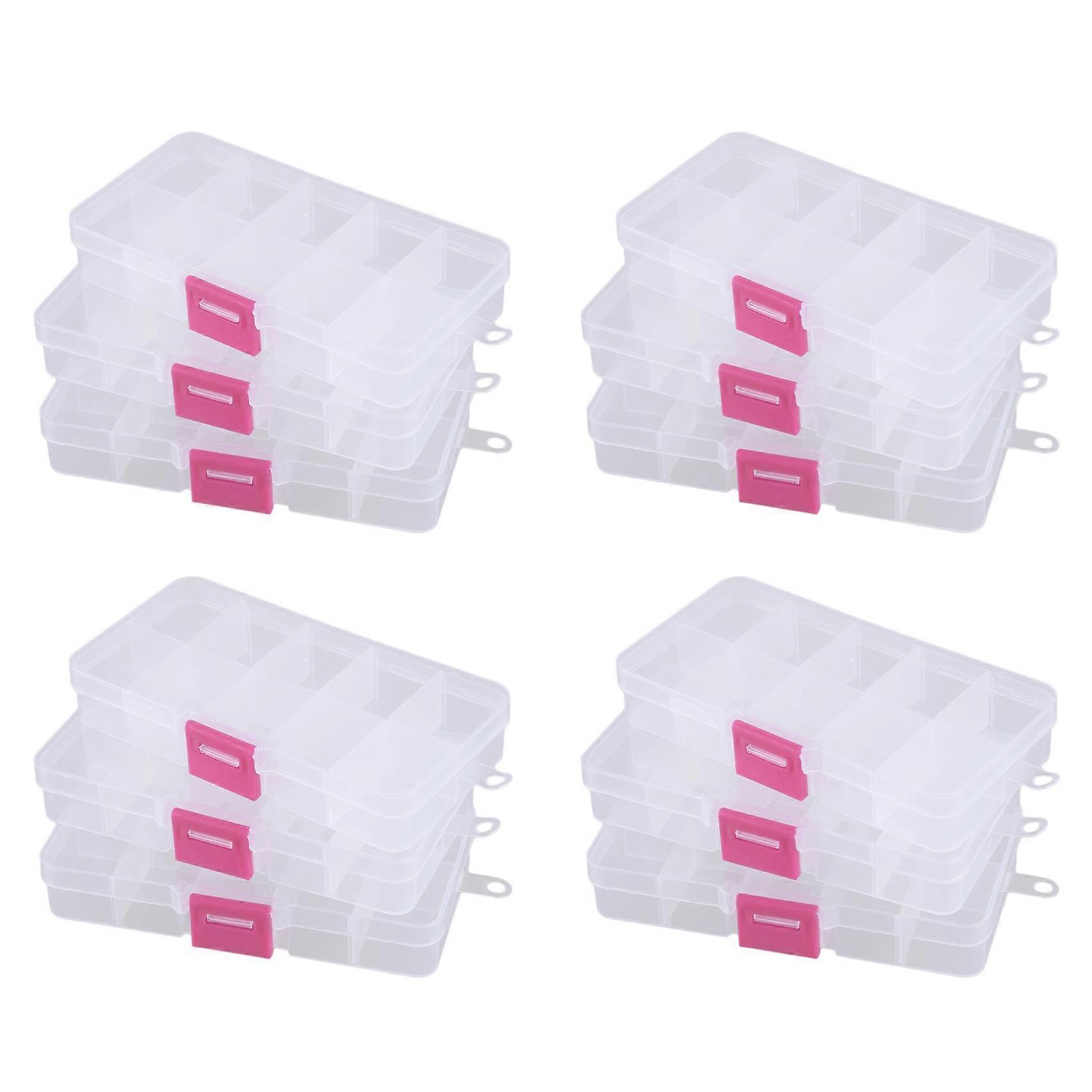 12pcs 10 Grid Electronic Component Parts Kits Plastic Storage Box Case