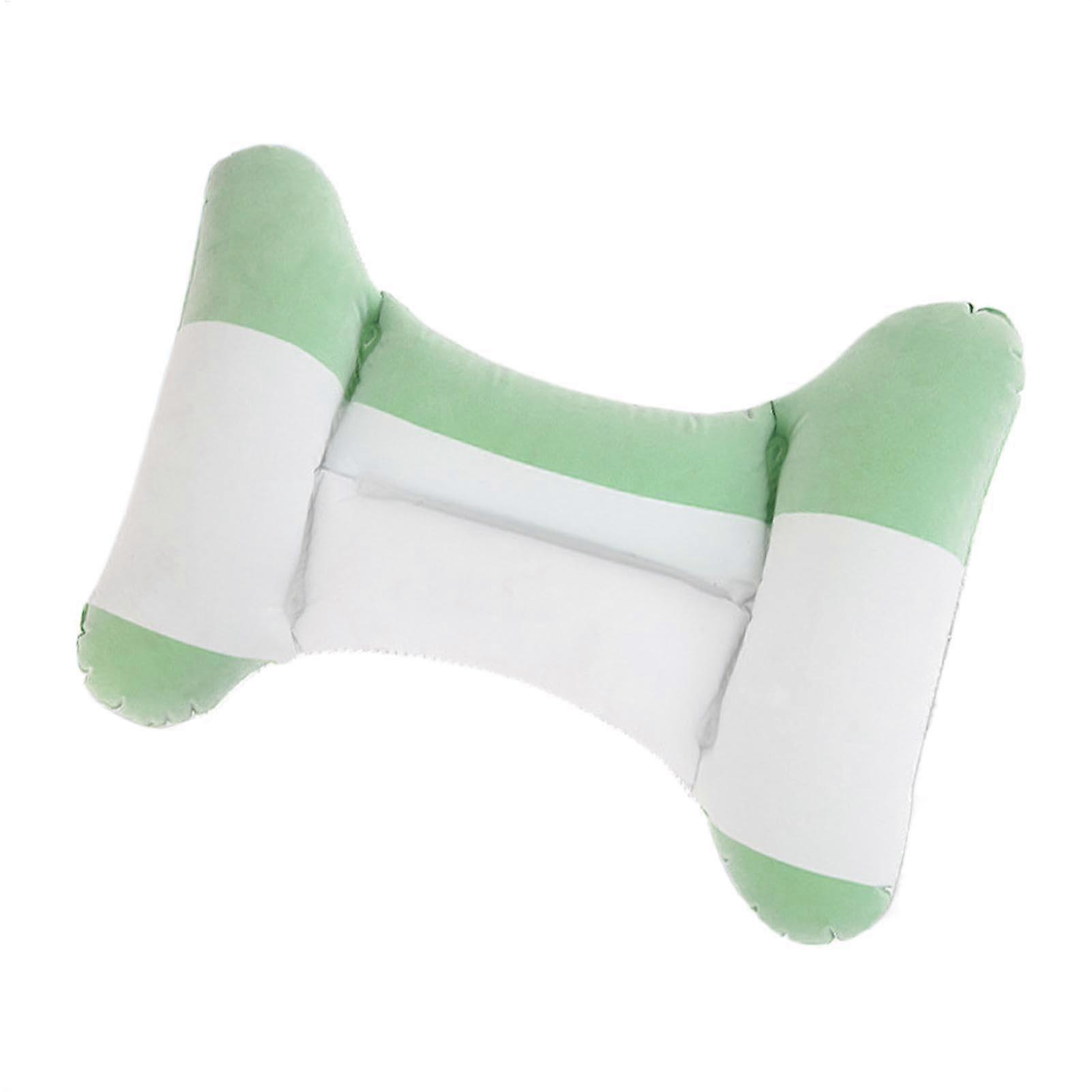 Travel Lumbar Pillow with Ergonomic Inflatable Back Support, HShaped Cushion for Car and Airplane, Light Green
