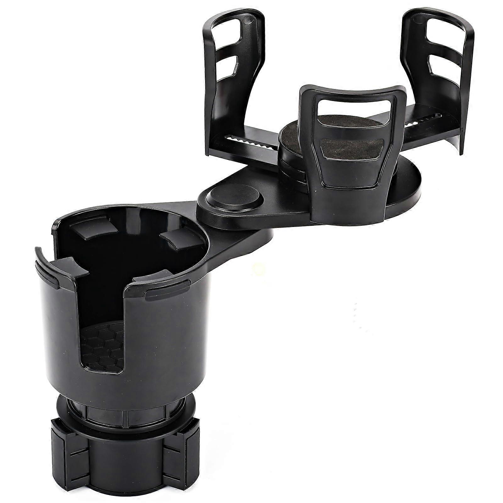 Car Cup Holder Expander with 360° Rotating Dual Holders, Adjustable Base Fits Large Bottles and Cups