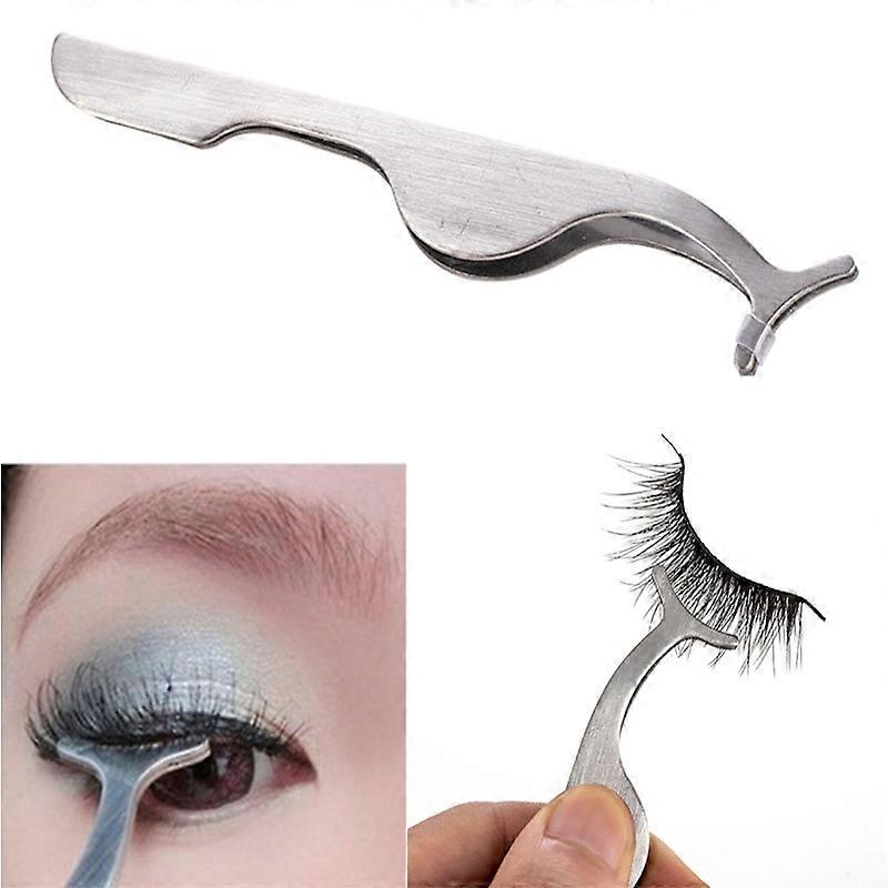 Beginner's guide to applying false eyelashes: Multi-purpose eyelash tweezers, false eyelash curler, stainless steel clips.