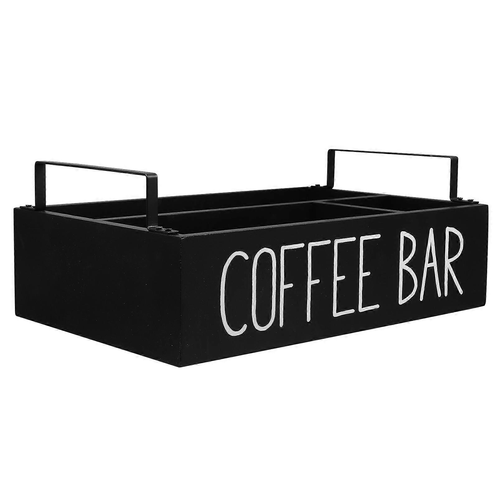 Rectangular Tea Bag Storage Holder Organizer Box For Countertop Accessories Black 1Set