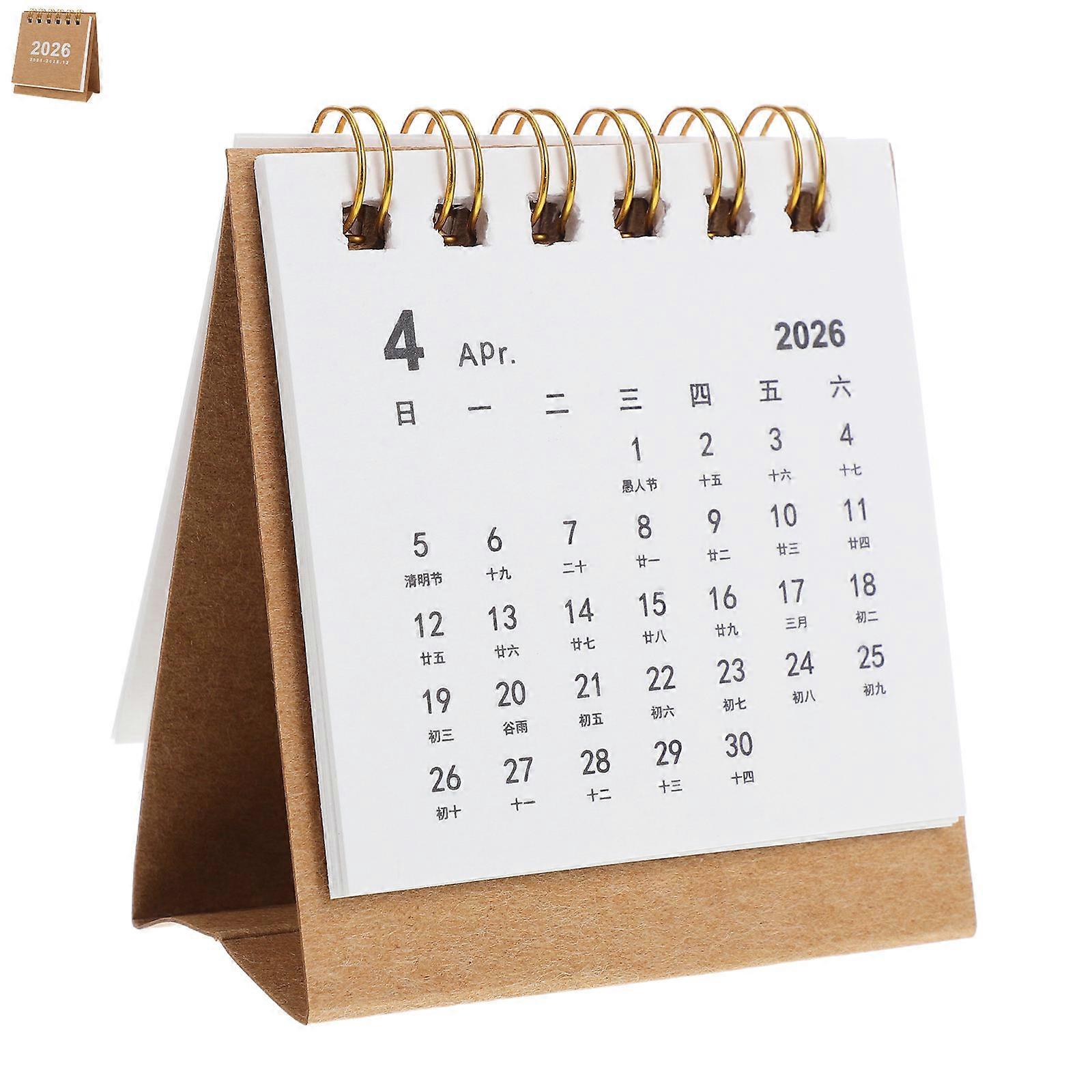 Mini Desk Calendar for Daily Use Brown with Tear Off Pages