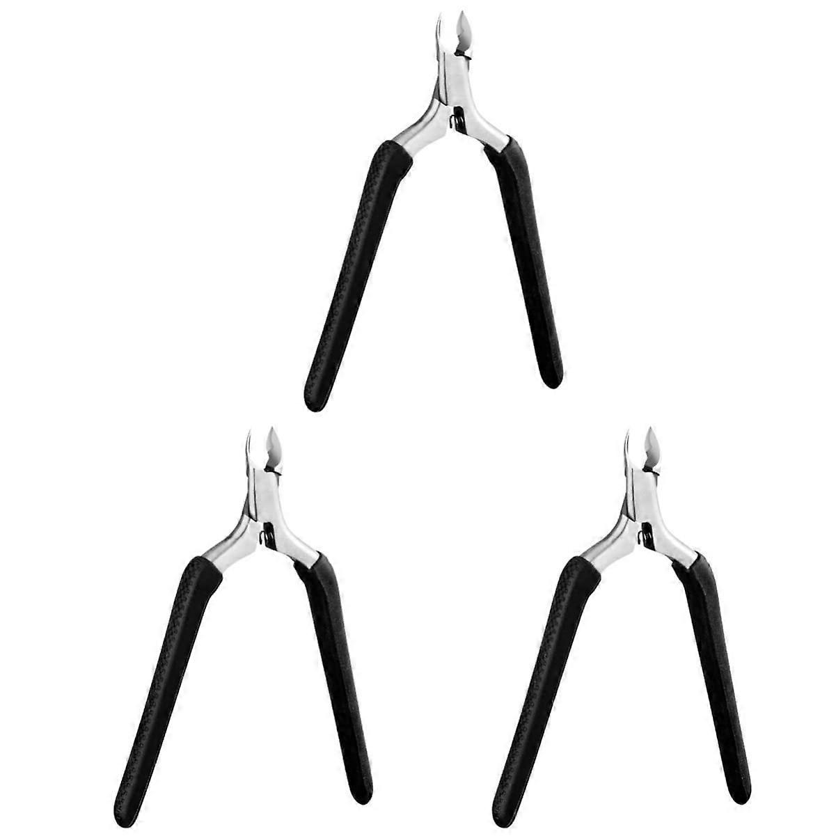 3PCS Stainless Steel Cuticle Nipper and Trimmer Precision Dead Skin Remover Black for Manicure