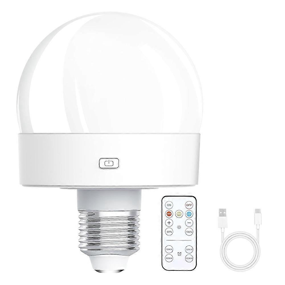 Rechargeable Battery Operated Light Bulbs, 300LM E26 Screw in Light Bulb for Lamps with Remote Control Dimmable&Timer