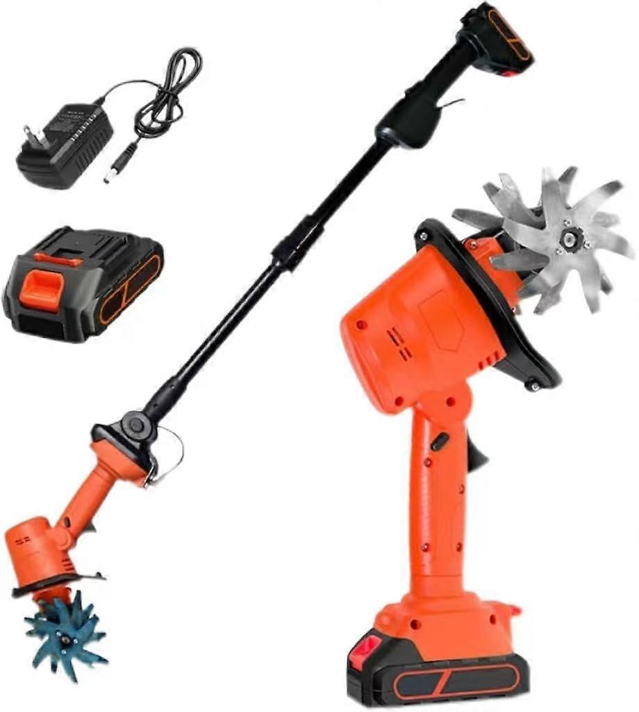 21V Cordless Garden Tiller with 11in Width and 8in Depth, Battery Powered for Small Lawn and Soil