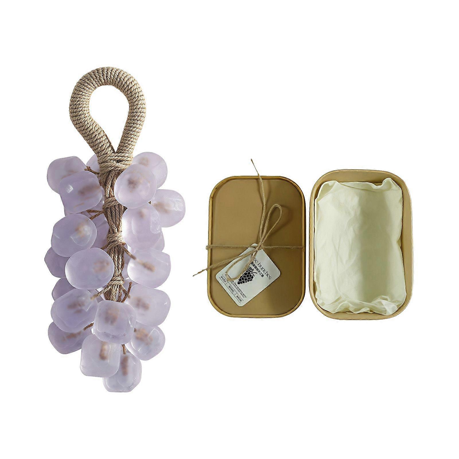 Grape Soap on a Rope, Handmade Grape Cluster Bar for Hand & Face, Natural Cold Process Soap with Long-Lasting Fragrance for Christmas or Birthday Gift