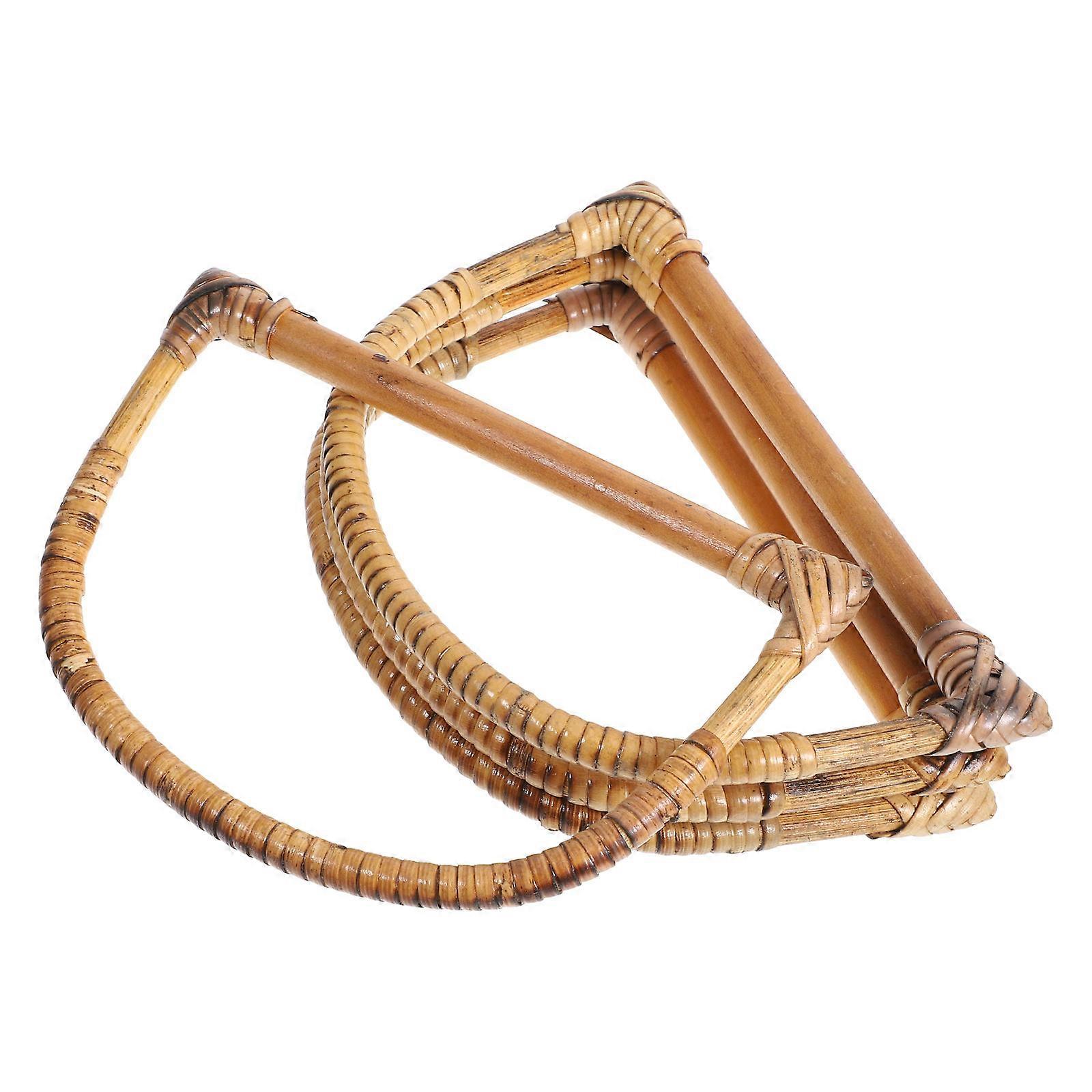 Solid Wood Rattan Purse Handle for Handbag DIY Use 8Pcs Bundle