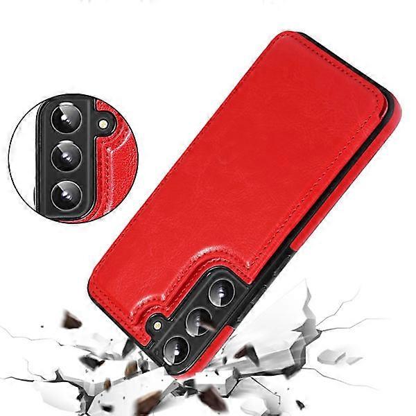 Compatible with Samsung Galaxy S22 Plus - Smart Case with Card Holder Red