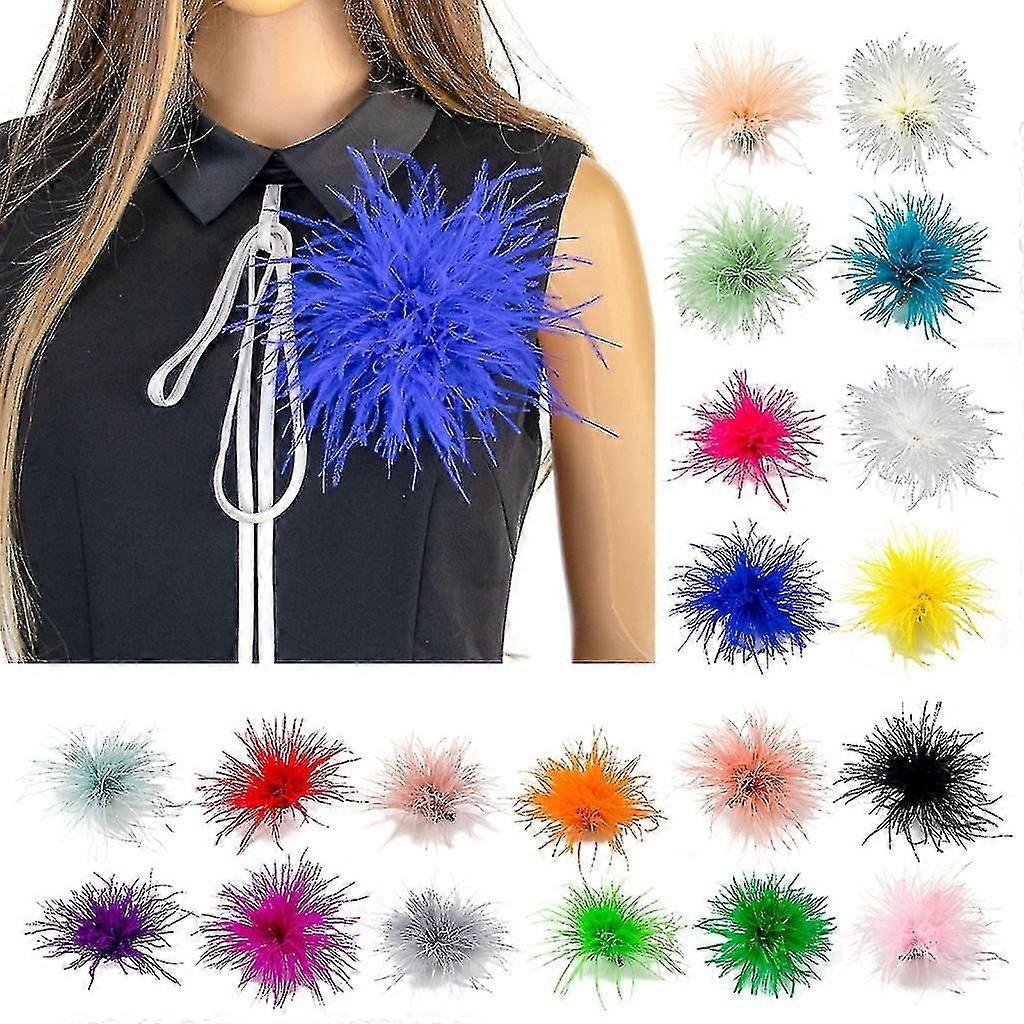 Ostrich Feather Material Brooch Pins Feather Lapel Pins Gift for Woman Men