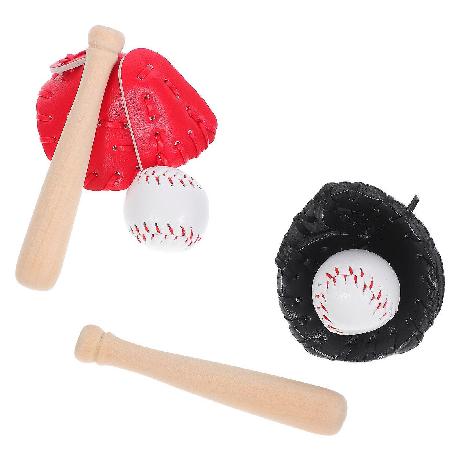 Miniature Baseball Set Decorative Simulation Tiny House Accessories Fine Workmanship 1Set