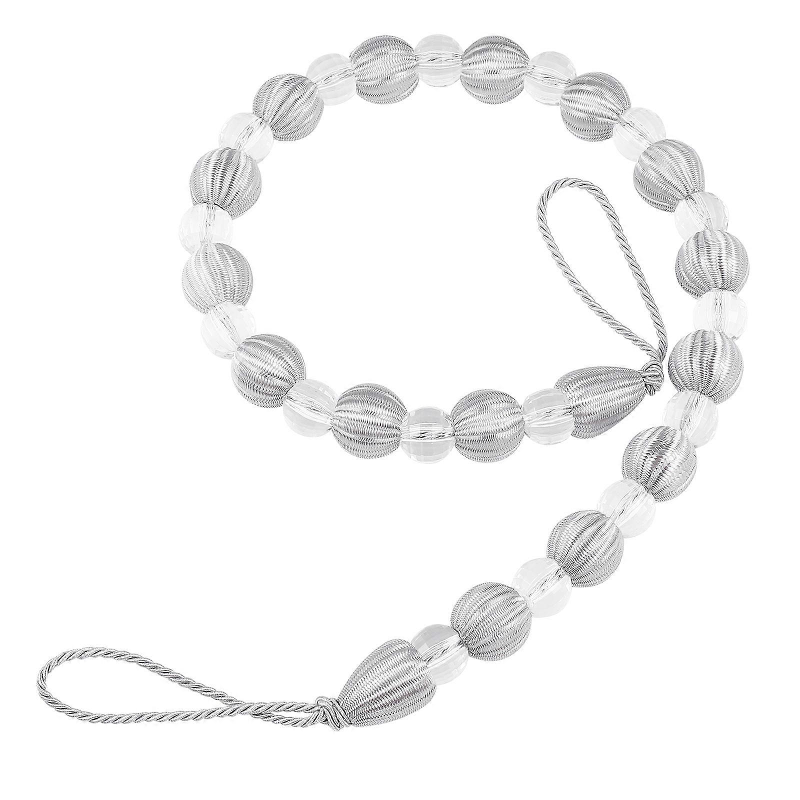 Acrylic Bead Curtain Tiebacks for Curtains 2Pcs Silver Stylish Holdbacks
