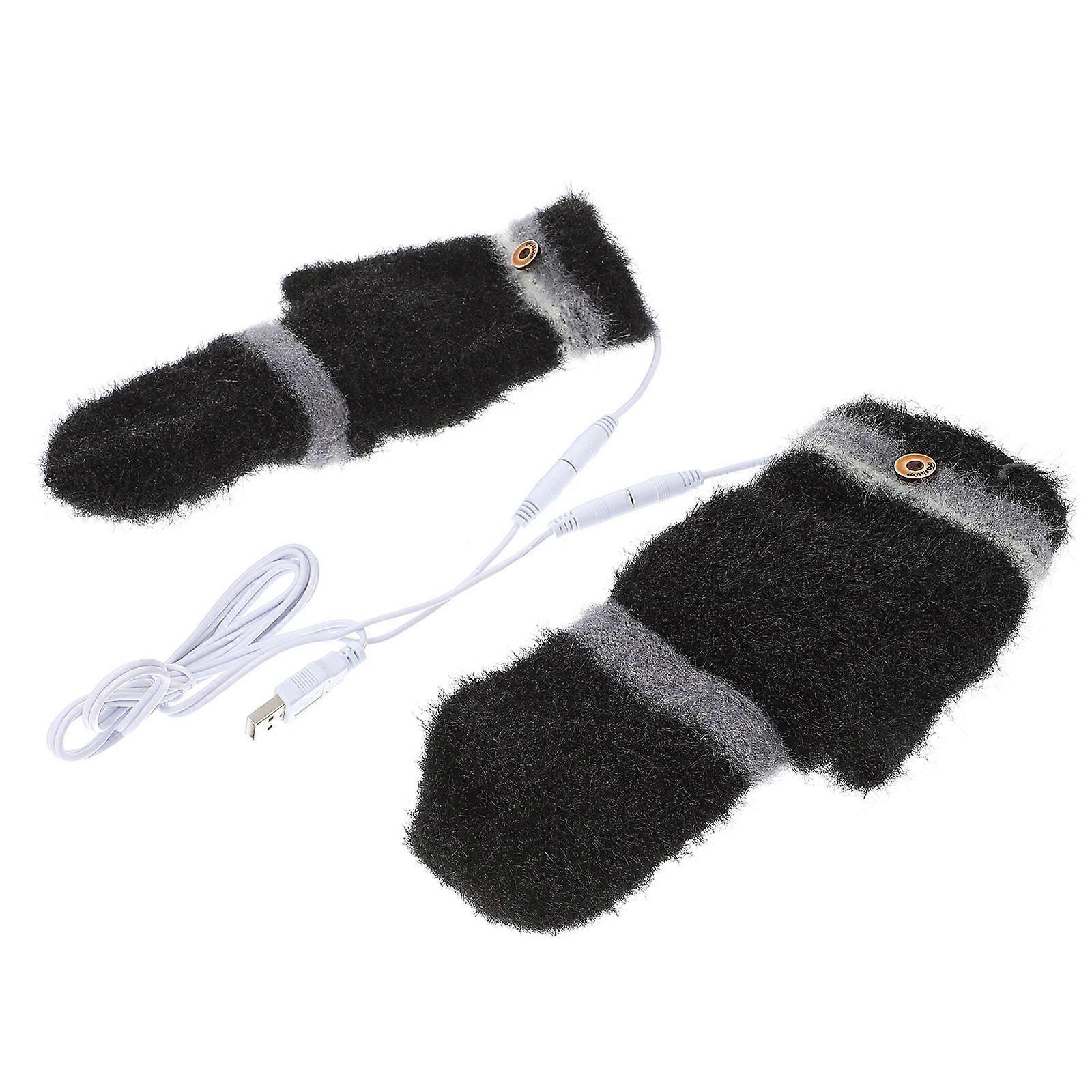 USB Heated Gloves Knitted Half Finger Function 1Pair for Winter