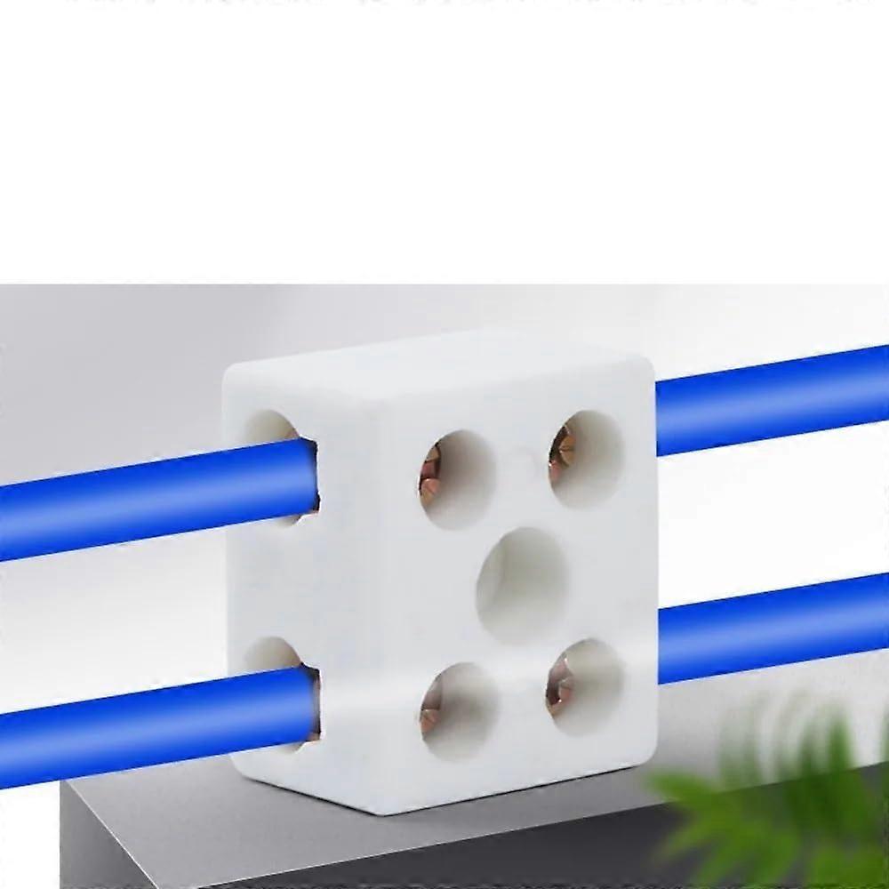 2 Position 5 Hole Ceramic Terminal Block 30A  Temp Porcelain Wire Connector for Secure Connection