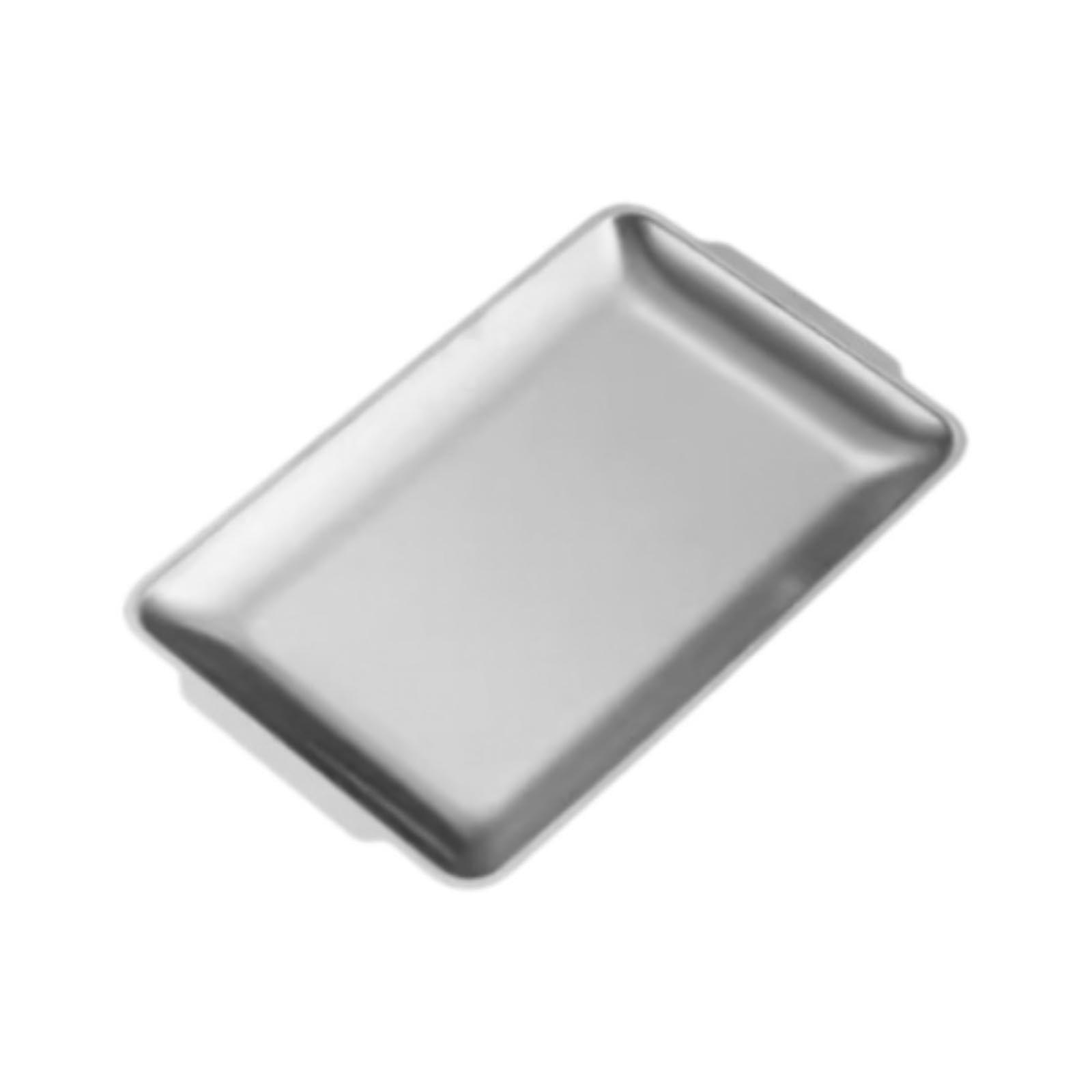 Stainless Steel Serving Tray 22cm x 14cm Matte Finish Rectangular Platter for Kitchen and Restaurant