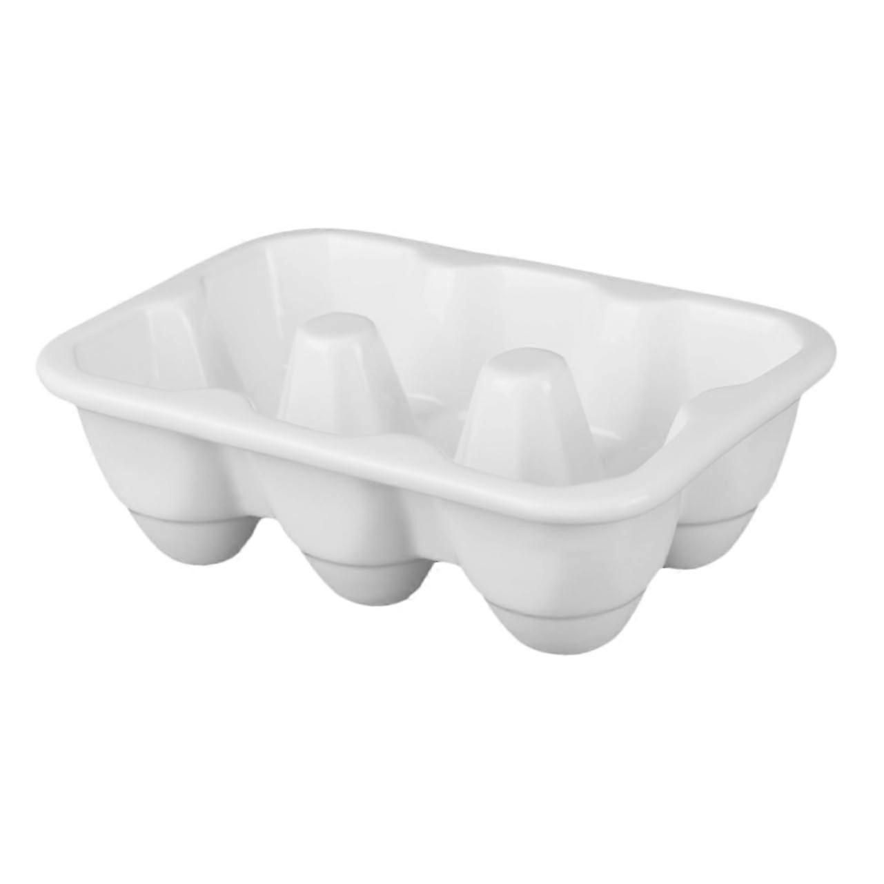 Ceramic Egg Holder for Refrigerator, 6 Grid White Egg Storage Tray with SpaceSaving Modern Design
