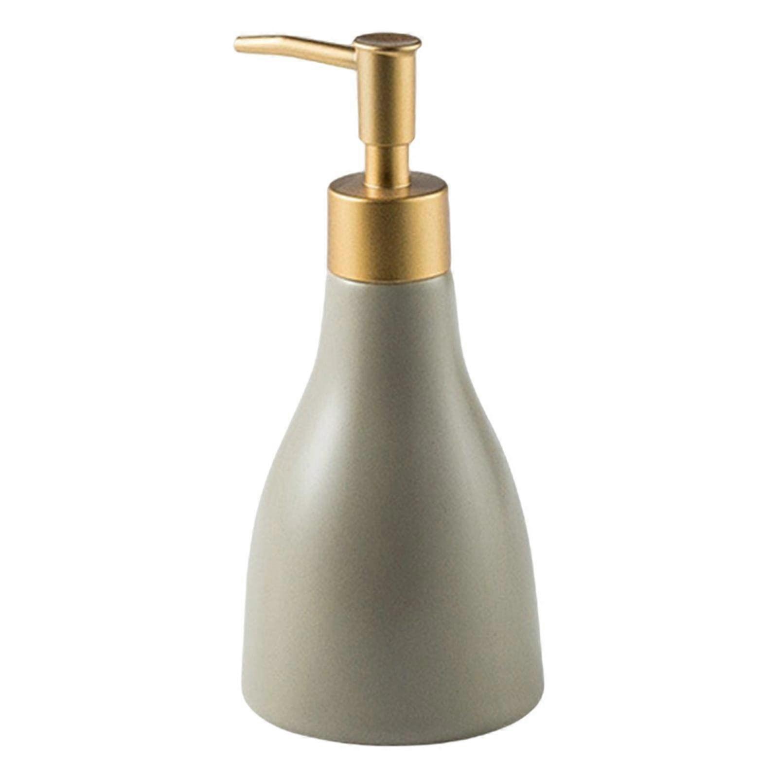 Ceramic Liquid Soap Dispenser with Pump, Refillable LeakProof Design for Bathroom and Kitchen, Khaki
