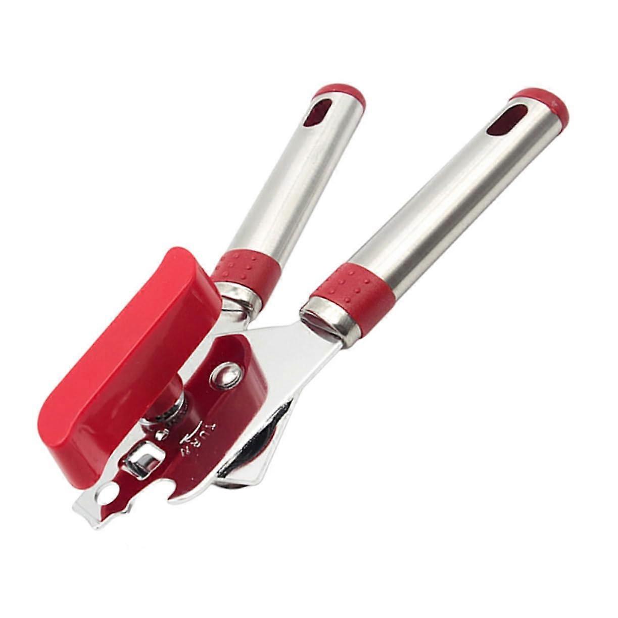 Ergonomic Stainless Steel Can Opener with Non Slip Handle and Multi Function Bottle Opener for Kitchen