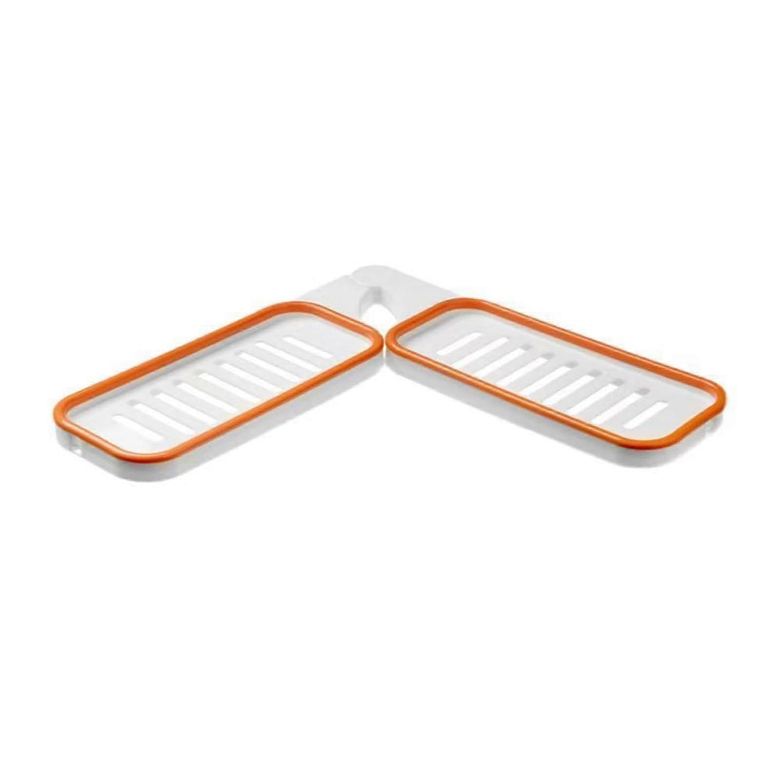 Rotating Bathroom Corner Shelf with 180° Rotatable Design, Fast Draining Wall Mounted Storage Rack, Orange