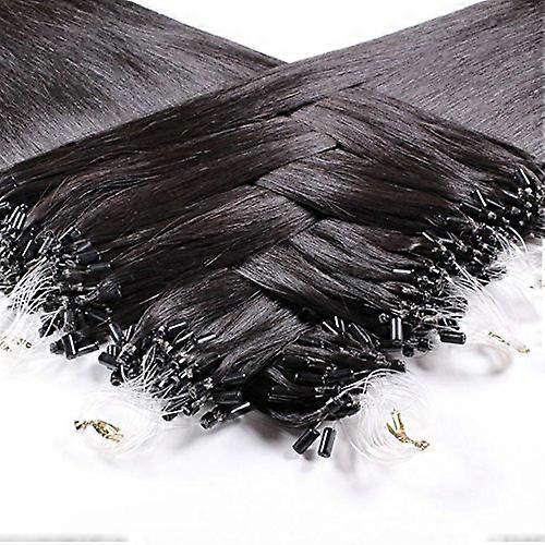 16 Inch Virgin Human Hair Micro Ring Loop Extensions Black Brown Straight Quick Secure Wear