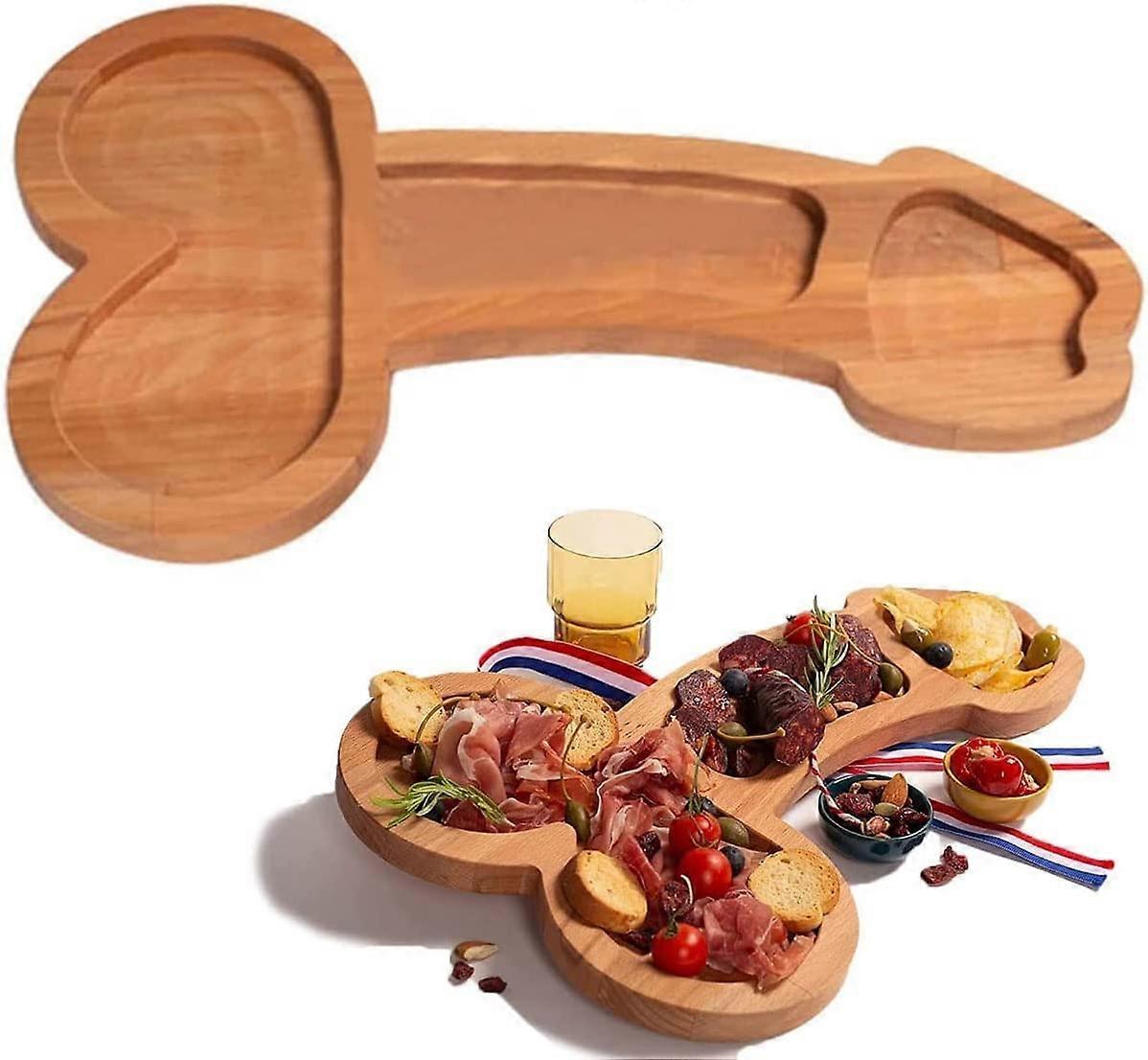 Charcuterie Board with Compartments Solid Wood Cheese Serving Platter for Parties M B