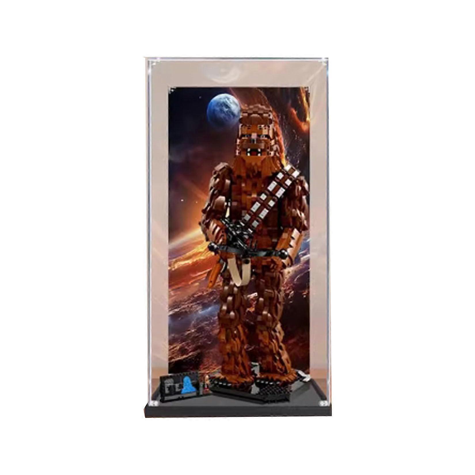 Display Case for  75371 Chewbacca Model, Dustproof Acrylic Box with Black Background and UV Shield