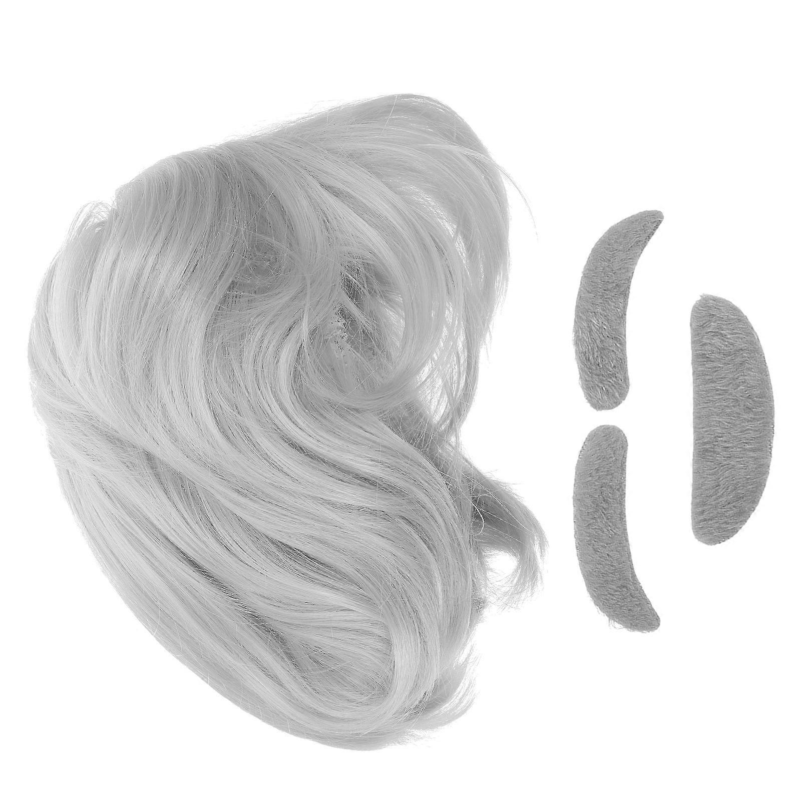 Professor Costume Wig Set for Party 1Set White Old Man Beard Eyebrows