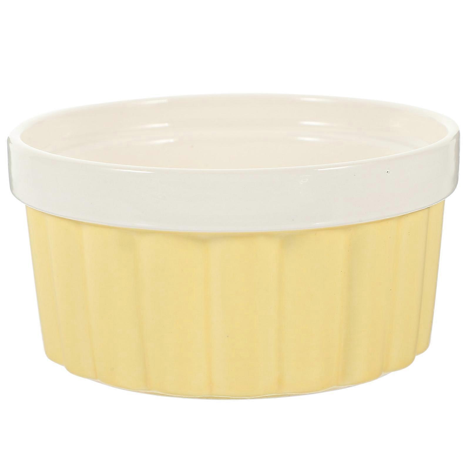 Ceramic Baking Bowl for Baking Use 1Pcs Yellow Kitchen Serving Bowl