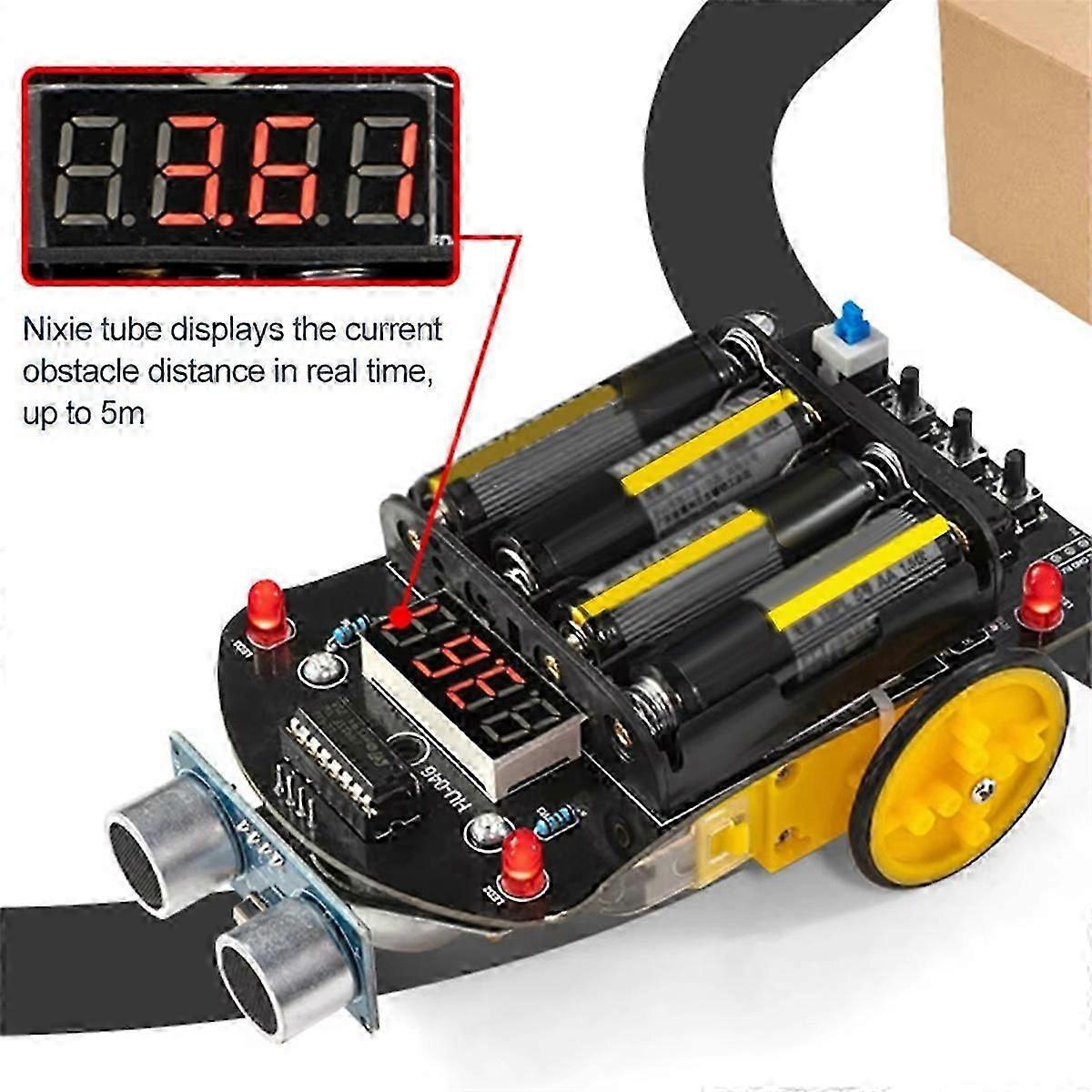 51 MCU Smart Car DIY Electronic Kit Ultrasonic Obstacle Avoidance Car Automatic Ranging Robot Programming DIY Kit