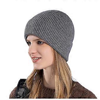 Gorros de invierno gruesos para mujer, gorros de punto cálidos, gorros de cabeza grande.