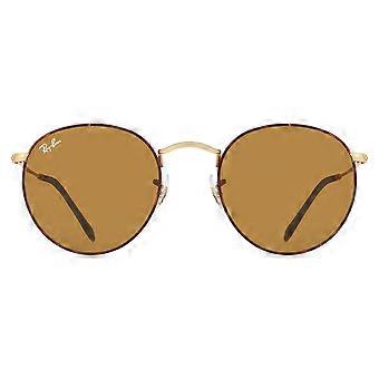 Ray-Ban RB3447 Round Metal 927533 Full Rim Matte Tortoise on Matte Arista Gold Men Round Sunglasses UV3 Original