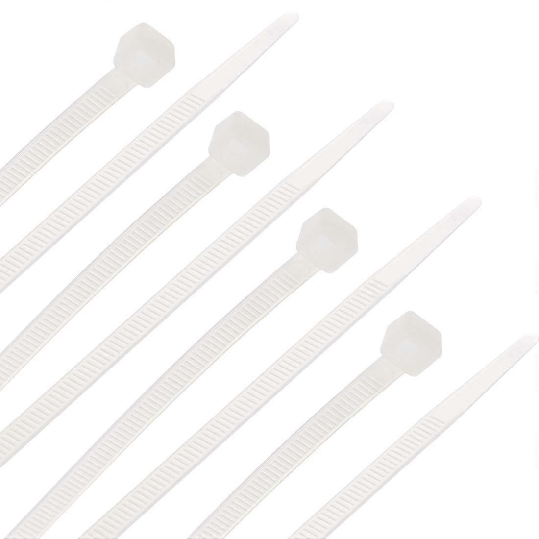 8 Inch Nylon Cable Ties 50 Pack, Self Locking Zip Ties White for Durable Multi Purpose Cable Organization