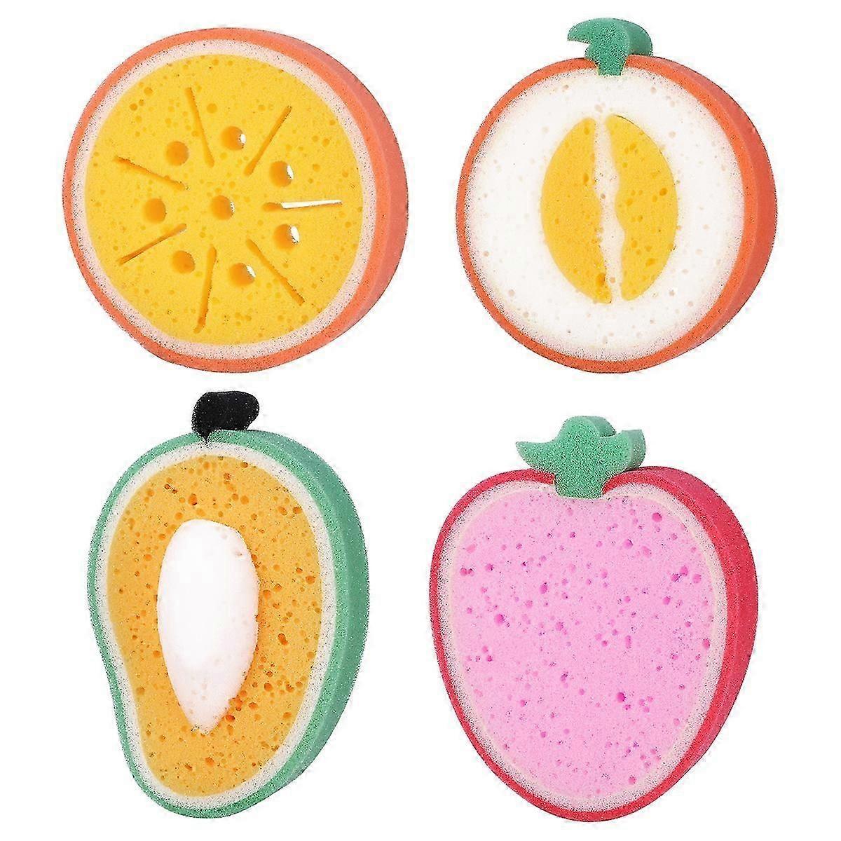 4pcs Fruit Shape Bath Sponge Kids Scrubber Set