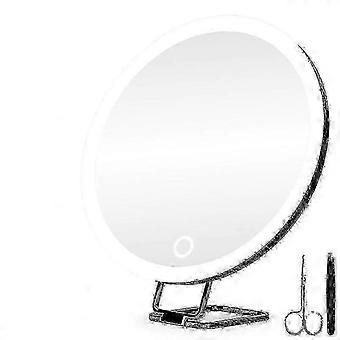 Magnifying Makeup Mirror 30X LED Dimmable 6 Inch Rechargeable with Suction Cups Scissors Tweezers for Detailed Facial Makeup Grooming