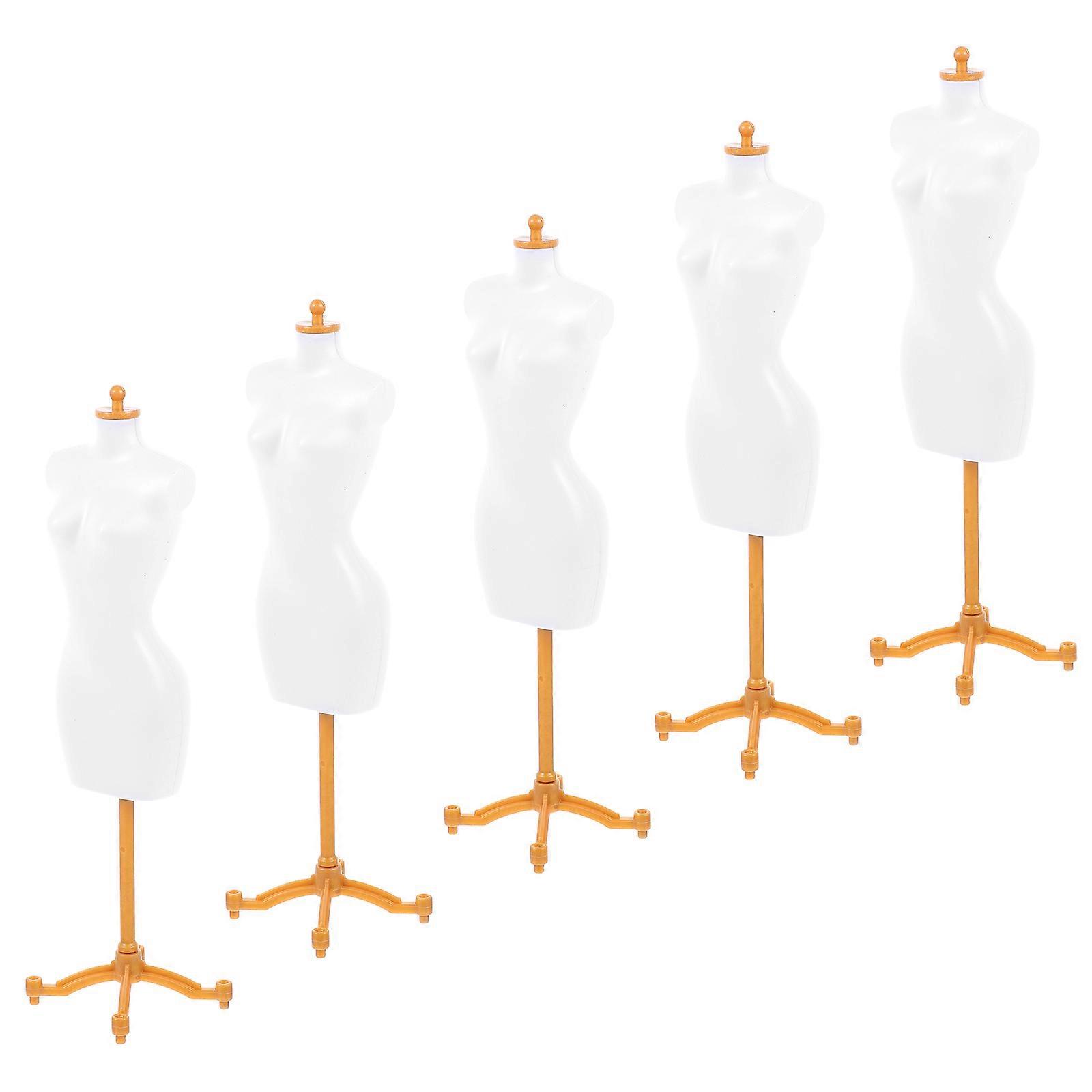 Doll Mannequin Model White Plastic Stand for Decor 5Pcs Set