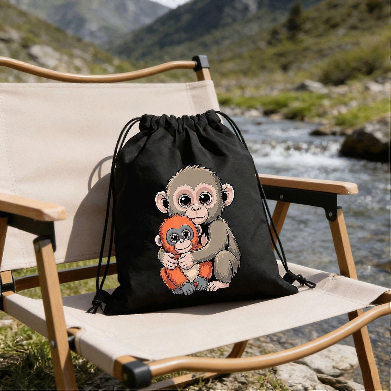 Adjustable Drawstring Backpack for Team Punch Monkey Macaque Outdoor Adventures-Cqazw