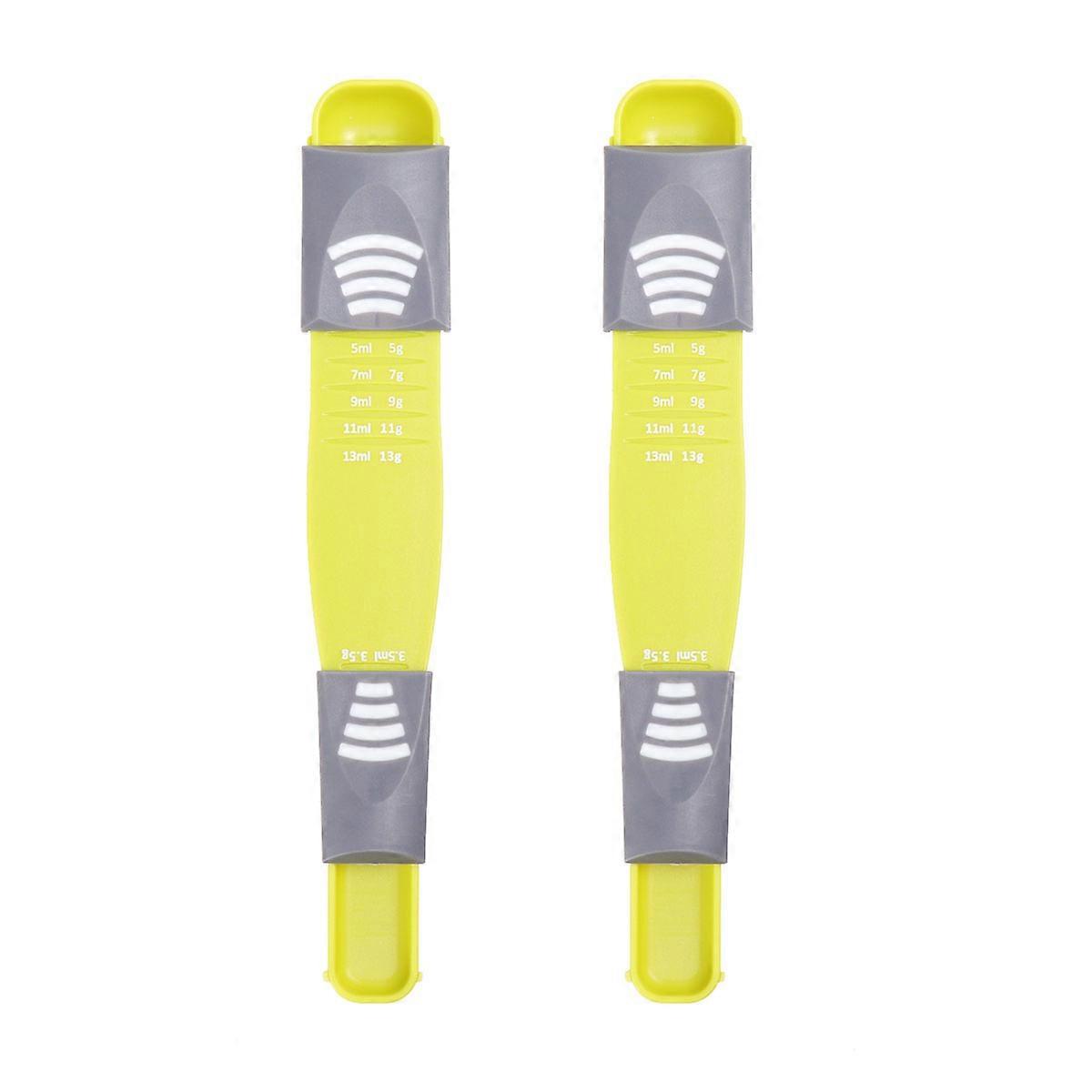 Yellow Measuring Spoons Double Ends Adjustable Spoons for Baking 2Pcs