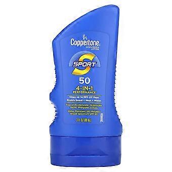 Coppertone, Sport, Sunscreen Lotion, 4-In-1 Performance, SPF 50, 3 fl oz (89 ml), 4-Pack