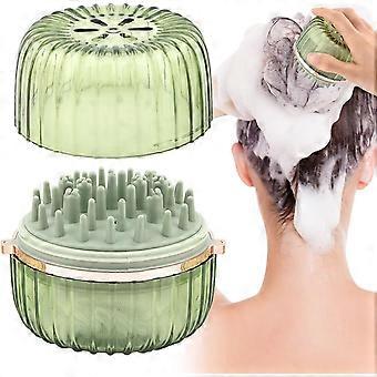 Silikon Manuelles Kopfhautmassagegerät Home Travel 2 in 1 Kopfhautmassagegerät, Peeling Wasserdichter Kopfschrubber mit schäumendem Netz, Shampoo-Bürste weich und sanft 