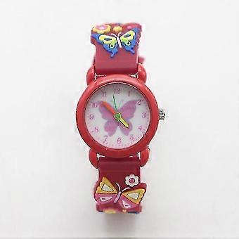 Orologio da polso al quarzo per bambini, ragazzi e ragazze, in silicone, con farfalla, alla moda, in 3D, per studenti, Relogio Kol Saati