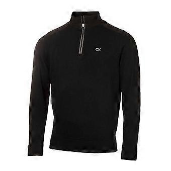 Calvin Klein Mens Embroidered Logo Zip Neck Raglan Sweatshirt