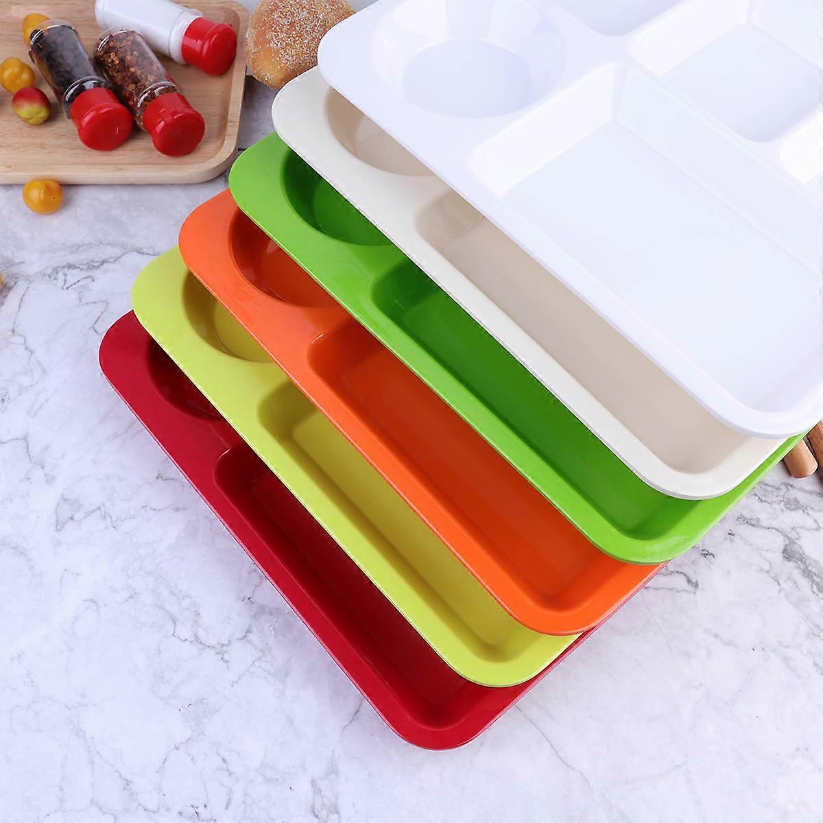 Flatware Divided Compartments Plate for Eating White