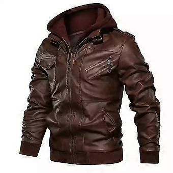 Autumn and Winter Leather Jacket, Men's Pu Leather Jacket Hooded Leather Jacket, Plus Size Men's Leather Jacket Men's Clothing
