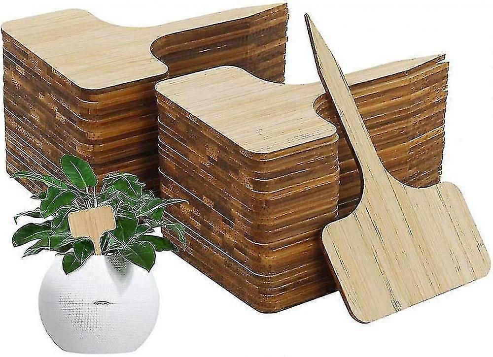 50 bambus planteskilt, T-formede planteplugger, plug-in-koder