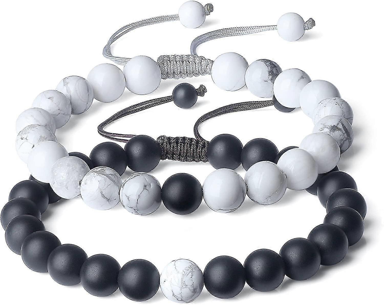 Adjustable Long Distance Relationship Stone Couple Bracelets