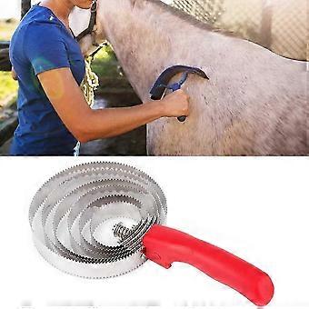 Horse Curry Comb Metal Itching Brush 6 Ring Horse Shedding Comb Horse Grooming Brushes with Soft Hand Grip