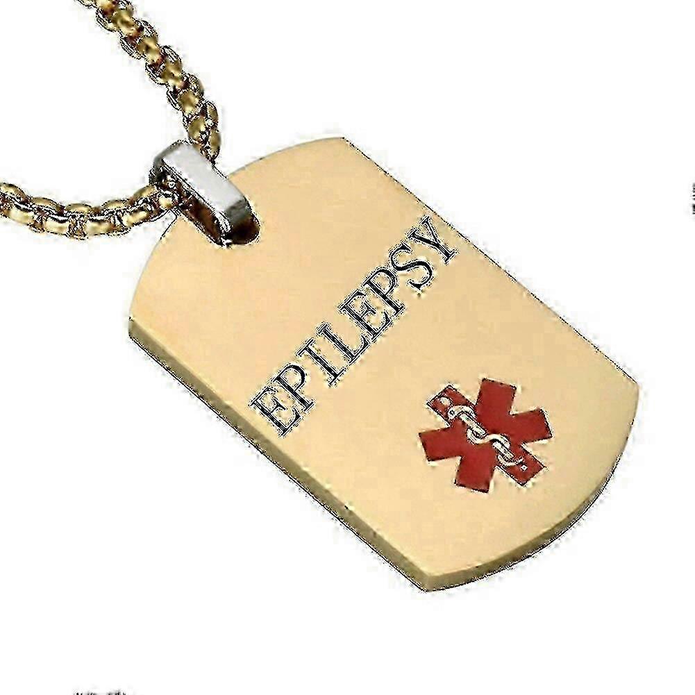 Médaille en or personnalisée en forme de plaque d'identification pour chien, collier d'alerte médicale pour hommes atteints de diabète de type 1, bijou de type "ICE SOS" (In Case of Emergency).