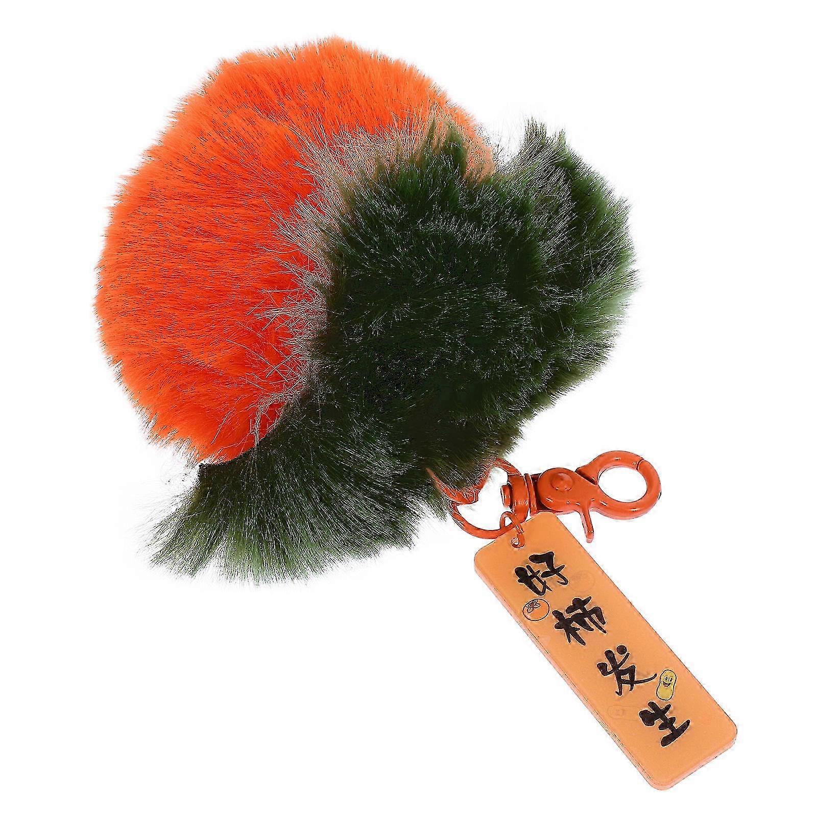 Plush Persimmon Keychain Backpack Charm Stuffed Fruit Keyring Backpack Accessory