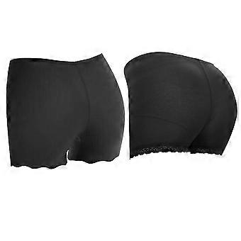 2PCS Pantalones de seguridad de verano Pantalones cortos cómodos de seda de hielo para mujeres niñas - Talla M (encaje y negro ondulado)